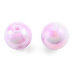 Pearl Pink Two Tone Opaque Acrylic Beads, AB Color Plated, Round, Pearl Pink, 15.5x15mm, Hole: 3mm, about 223pcs/500g
