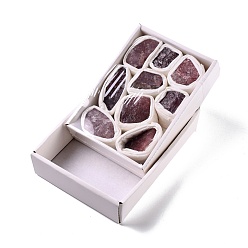 Quartz Fraise Perles de quartz fraises naturelles brutes brutes, nuggets, 30~70x30~47x10~25mm, 6~13 pcs / boîte
