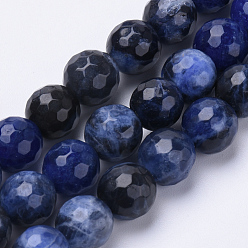 Sodalite Natural Sodalite Beads Strands, Faceted, Round, 6mm, Hole: 1mm, about 62pcs/strand, 15.3 inch