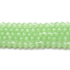 Green Imitation Jade Glass Beads Strands, Faceted, Bicone, Green, 4x4mm, Hole: 0.8mm, about 87~98pcs/strand, 12.76~14.61 inch(32.4~37.1cm)