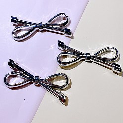 Argent Cabochons en plastique avec nœud papillon, accessoires pour cheveux en épingle à cheveux bricolage, argenterie, 60x26mm