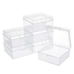 Blanc Boîte en plastique benecreat pp, couvercle rabattable, rectangle, blanc, 9.8x10.2x5 cm, Taille intérieure: 8.9x9.7cm