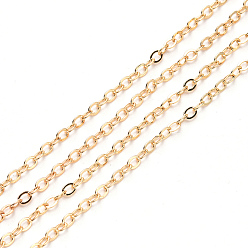 Light Gold Brass Cable Chains, Soldered, with Spool, Flat Oval, Light Gold, 3.2x2.5x0.4mm, Fit for 0.8x5mm Jump Rings, about 32.8 Feet(10m)/roll