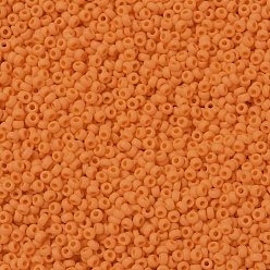 (RR405) Mandarina opaca Cuentas de rocailles redondas miyuki, granos de la semilla japonés, 11/0, (rr 405 f) mandarina opaca mate, 2x1.3 mm, Agujero: 0.8 mm, sobre 5500 unidades / 50 g