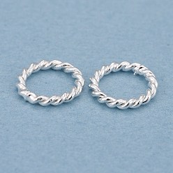 Серебро Латунные паяные кольца, Замкнутые кольца для прыжков, твист кольцо, серебряные, 8x1 мм, внутренний диаметр: 5.5 мм