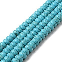 Turquoise Synthetic Turquoise Beads Strand, Dyed, Rondelle, Turquoise, 10x6mm, Hole: 1mm, about 45pcs/strand, 15.75 inch, 14strands/1000g
