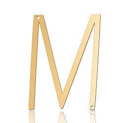 Letter M 201 Stainless Steel Links connectors, Letter, Golden, Letter.M, 37.5x26.5x1mm, Hole: 1mm