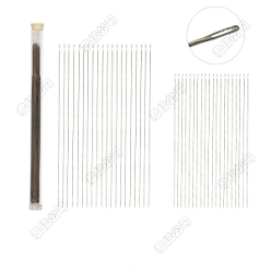 Blanco De acero inoxidable agujas de rebordear ojo grande, aguja de cuentas de semillas, con tubo de almacenamiento, blanco, 150~252x0.8~9 mm, 41 PC / sistema