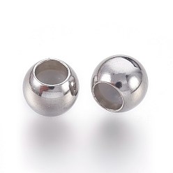 Stainless Steel Color 201 Stainless Steel Beads, with Plastic, Slider Beads, Stopper Beads, Rondelle, Stainless Steel Color, 6x5mm, Hole: 1.2mm