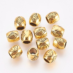 Antique Golden Tibetan Style European Beads, Antique Golden Color, Lead Free & Cadmium Free, Oval, 8x8mm, Hole: 5mm