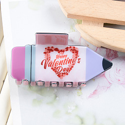 Heart Valentine's Day Pencil Shape PVC Claw Hair Clips, Hair Accessories for Women & Girls, Heart, 86x49x45mm