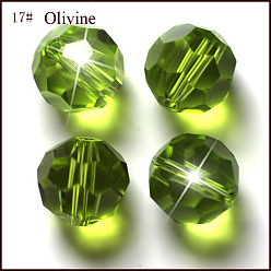 Amarillo de Verde Imitación perlas de cristal austriaco, aaa grado, facetado (32 facetas), rondo, verde amarillo, 4 mm, agujero: 0.7~0.9 mm