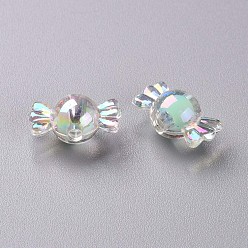 Aquamarine Transparent Acrylic Beads, Bead in Bead, AB Color, Candy, Aquamarine, 9x17x8.5mm, Hole: 2mm, about 960pcs/500g