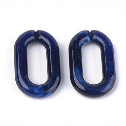 Azul Oscuro Anillos de enlace de acrílico, conectores de enlace rápido, para la fabricación de cadenas de joyería, estilo de imitación de piedras preciosas, oval, azul oscuro, 38.5x23.5x6.5 mm, Agujero: 24.5x9.5 mm, sobre 140 unidades / 500 g