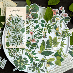 Verde 60 pegatinas decorativas florales autoadhesivas de papel, Calcomanías de hojas de plantas con estampado en caliente para álbumes de recortes diy, verde, 55~100 mm
