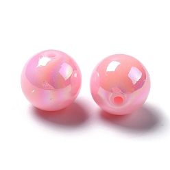 Pink Solid Color Acrylic Beads, AB Color Plated, Round, Pink, 20mm, Hole: 2mm, about 115pcs/500g