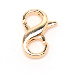 Light Gold Brass Double Opening Lobster Claw Clasps, Infinity, Light Gold, 13x8.5x3mm