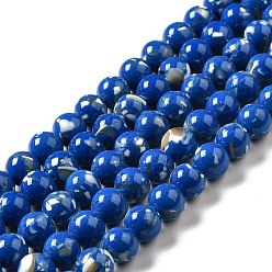 Dark Blue Synthetic Turquoise and Sea Shell Assembled Beads Strands, Dyed, Round, Dark Blue, 12mm, Hole: 1.4mm, about 33pcs/strand, 15.55''(39.5cm)