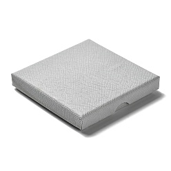 Серый Картон комплект ювелирных изделий коробки, с губкой внутри, квадратный, серые, 9.05~9.1x9.1~9.15 ~ x 1.5~1.6 см