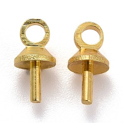 Oro Colgantes de fianzas de clavija de copa de latón, para cuentas medio perforadas, dorado, 7x4 mm, agujero: 1.5 mm, pin: 1.8 mm, 100 unidades / bolsa