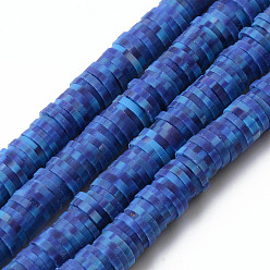 Королевский синий Полимерной глины ручной работы бисер нитей, для поделок ювелирных изделий, Heishi бусы, Диск / плоские круглые, королевский синий, 6x0.5~1 мм, отверстие : 1.8 мм, около 320~447 шт / нитка, 15.75 дюйм ~ 16.14 дюйм (40~41 см)