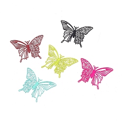 Mixed Color Spray Painted 430 Stainless Steel Pendants, Butterfly, Mixed Color, 31x40x0.3mm, Hole: 1.2mm