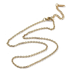 Real 18K Gold Plated Ion Plating(IP) 304 Stainless Steel Cable Chain Necklace, Real 18K Gold Plated, 15.98 inch(40.6cm)