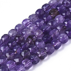 Amethyst Natural Amethyst Beads Strands, Faceted, Cube, 4~4.5x4~4.5x4~4.5mm, Hole: 0.8mm, about 83pcs/strand, 14.96 inch(38cm)