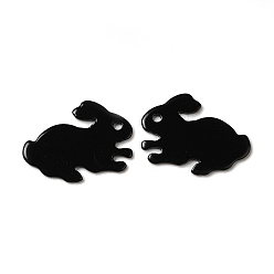 Negro Dijes de acero inoxidable 201 pintados con spray, encanto de conejo, negro, 11x16x0.5 mm, agujero: 1 mm