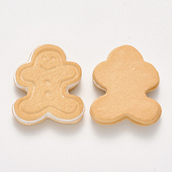 Blé Cabochons décodés en résine, pour noël, imitation de biscuits alimentaires, gingerbread man, blé, 27x22~23x6mm