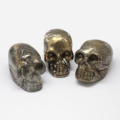 Pyrite Natural Pyrite Display Decorations, Skull, 75~80x35~40x40~45mm