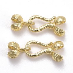 Light Gold Locking Double Brass Bead Tips, Calotte Ends with Loops, Clamshell Knot Covers, Light Gold, 13.5x7mm, Inner Diameter: 5mm, 8x6x5.5mm, Inner Diameter: 4mm
