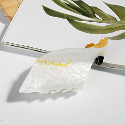 Seashell Color Bird Shape PVC Claw Hair Clips, DIY Hair Accessories, Seashell Color, 52x80x35mm