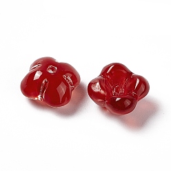 Rouge Perles de verre electroplate, fleur, rouge, 11.5x11.5x5.5mm, Trou: 1.2mm