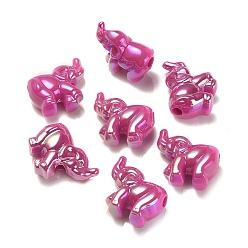 Camellia UV Plating Rainbow Iridescent Acrylic Beads, Elephant, Camellia, 23.5x21x11mm, Hole: 3.8mm