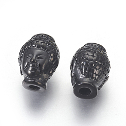 Bronze 316 perles chirurgicales en acier inoxydable, tête de bouddha, gris anthracite, 10x13x9mm, Trou: 2mm