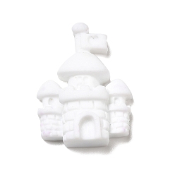 Blanc Cabochons en résine opaque, chateau, blanc, 30x24x9mm