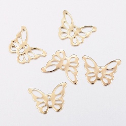 Golden 304 Stainless Steel Charms, Butterfly, Golden, 10.5x15x0.6mm, Hole: 1~4mm