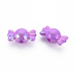 Blue Violet Opaque Acrylic Beads, AB Color, Candy, Blue Violet, 17x9x9mm, Hole: 2mm, about 943pcs/500g