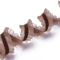 Brun De Noix De Coco Ruban élastique en nylon, avec de la dentelle, pour la fabrication de bijoux, brun coco, 1 pouces (25 mm), 50yards / roll (45.72m / roll)