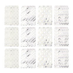 Paper 100Pcs 4 Patterns Eco-Friendly Kraft Paper Bags, No Handles, for Food Storage Bags, Gift Bags, Shopping Bags, with Diagonal Stripe/Star/Polka Dot/Wave Pattern, 18x13x0.01cm, 25pcs/pattern