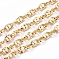 Real 18K Gold Plated Brass Mariner Link Chains, Long-Lasting Plated, Soldered, with Spool, Real 18K Gold Plated, 9x6x1.1mm, about 16.4 Feet(5m)/roll