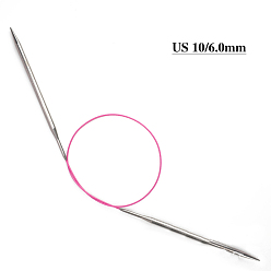 Random Color Stainless Steel Circular Knitting Needles, Double Pointed Knitting Needles, with Aluminum, Random Color, 650x6mm