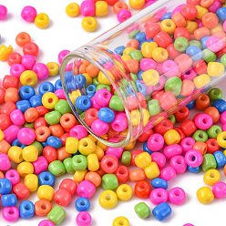 Color mezclado 6/0 perlas de cristal de la semilla, pintura para hornear, agujero redondo, rondo, color mezclado, 6/0, 4~5x2.5~4.5 mm, agujero: 1.2 mm, sobre 450 g / bolsa