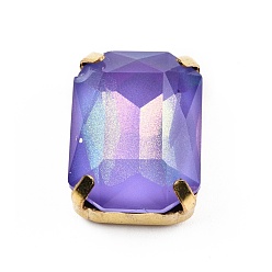 Tanzanita Aurora (jm) coser en diamantes de imitación, diamantes de imitación de cristal facetado, Enlaces multifilares, con monturas de latón dorado, octágono rectángulo, tanzanita, 18x13x7.5 mm, agujero: 1.2 mm