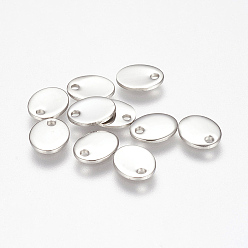 Stainless Steel Color 201 Stainless Steel Stamping Blank Tag Pendants, Oval, Stainless Steel Color, 9x7x1mm, Hole: 1mm