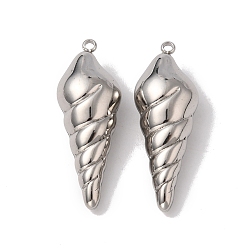 Stainless Steel Color 304 Stainless Steel Pendants, Conch Charm, Stainless Steel Color, 35x12.5x9mm, Hole: 2mm