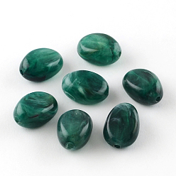 чирок Овальной имитация драгоценных камней акриловые бусины, зелено-синие, 18x13x9.5 мм, Отверстие : 2 мм , около 310 шт / 500 г