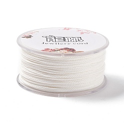 White Round Waxed Polyester Cord, Twisted Cord, White, 1mm, about 49.21 Yards(45m)/Roll