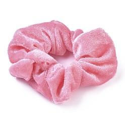 Pearl Pink Velvet Cloth Hair Accessories, for Girls or Women, Velvet Elastic Hair Bands, Scrunchie/Scrunchy Hair Ties, Ponytail Holder, Pearl Pink, 2~3mm, Inner Diameter: 35~43mm